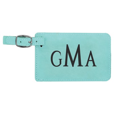 4 1/4" x 2 3/4" Teal Leatherette Luggage Tag
