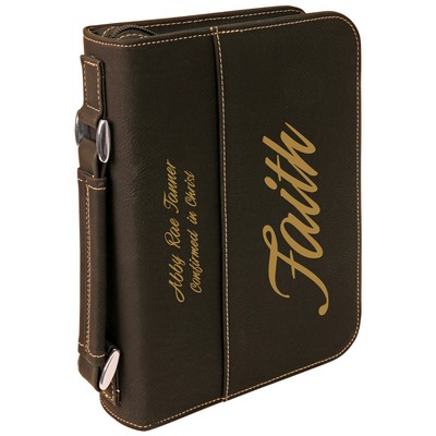 6 3/4" x 9 1/4" Black/Gold Leatherette Book/Bible Cover with Handle & Zipper