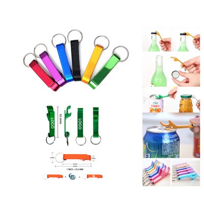 Portable Aluminum Bottle Opener w/Keychain