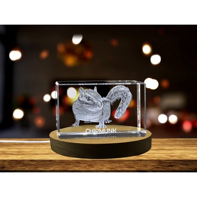 3D Engraved Crystal Chipmunk Trophy Award - Elegant Gift for Nature Lovers