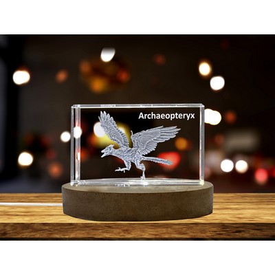 Archaeopteryx Dinosaur 3D Engraved Crystal Trophy Award – Elegant Keepsake for Collectors