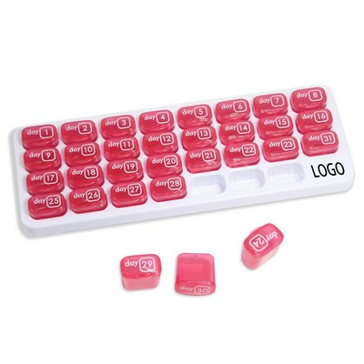 Large Pill Case One Month Daily 30 Day Detachable With Tray