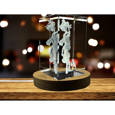 Empusa Art 3D Engraved Crystal Trophy Award w/LED Base Light