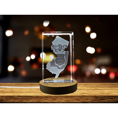 New Jersey 3D Engraved Crystal Trophy Award w/LED Base Light