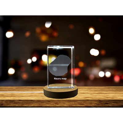 Nauru 3D Engraved Crystal Trophy Award w/LED Light
