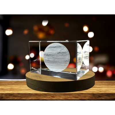 Jupiter 3D Engraved Crystal Trophy Award - LED Illuminated Planet Replica