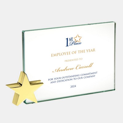 Color Imprinted Jade Achievement Award with Brass Star (S)