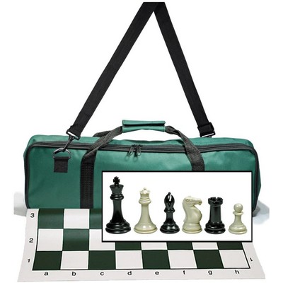 Triple Weighted Tournament Chess Set with Travel Bag - 4" King