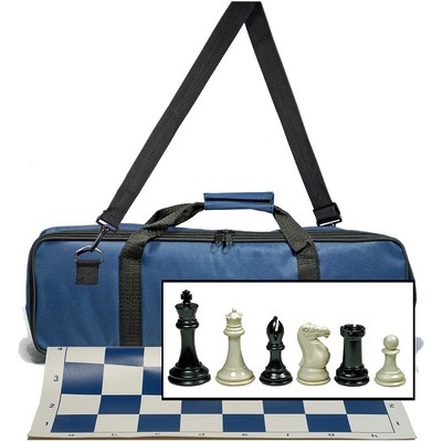 Triple Weighted Tournament Chess Set with Travel Bag - 4" King