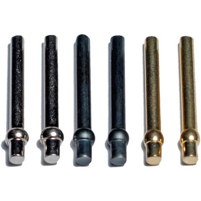 Standard Metal Cribbage Pegs with Velvet Pouch - Set of 6 (2 Brass, 2 Chrome, 2 Black)