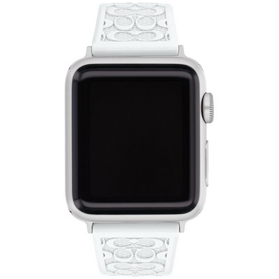 Coach® White Pearlized Apple Watch® Signature ''C'' Embossed Strap