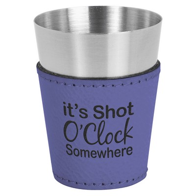 2oz. Purple Leatherette & Stainless Steel Shot Glass