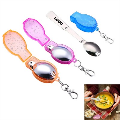 Foldable Stainless Steel Spoon With Keychain