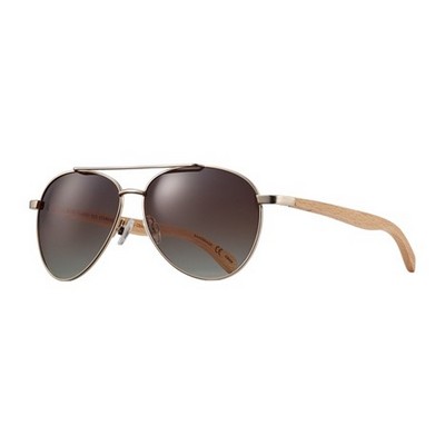 Amador Eco-Sustainable Polarized Gold Sunglasses w/Gradient Brown Lens