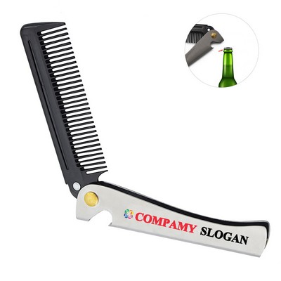 Stainless Steel Pocket Beard Comb with Bottle Opener