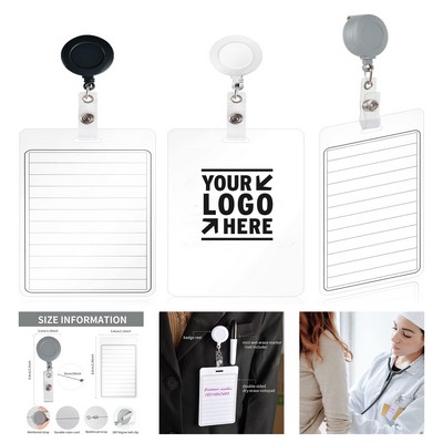 3 x 5" Erasable Notepad Badge with Retractable Clip