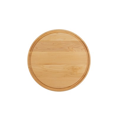 Maple round cutting board with juive groove 13-1/2x3/4