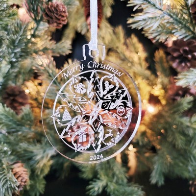 Custom Engraved Acrylic Graphic Snowflake Ornament