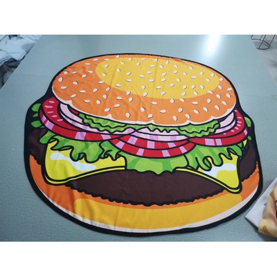 63 x 63" Hamburger Shape Custom Shape Towel Soft Microfiber Beach Towels - One Side Printing