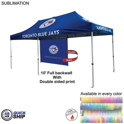48 Hr Quick Ship - 10' Back Wall for 10x20 Tent Kit, Sublimated, Double Sided Print