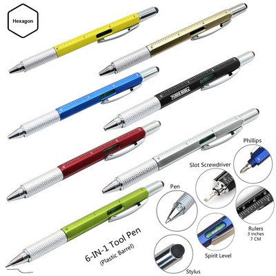 Plastic Barrel 6-in-1 Tool Pen