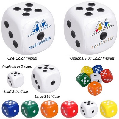 Dice Stress Reliever- 2 1/4" Cube & 3.94" Cube