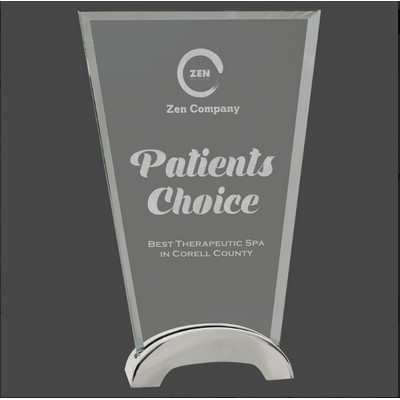 9.25" Fan Platinum Glass Award w/ Metal Arch Base