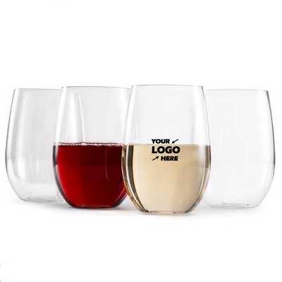 16oz Clear Light Plastic Stemless Wine Glass