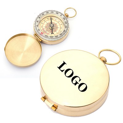 Flip Top Brass Outdoor Compass Luminous Pocket Watch