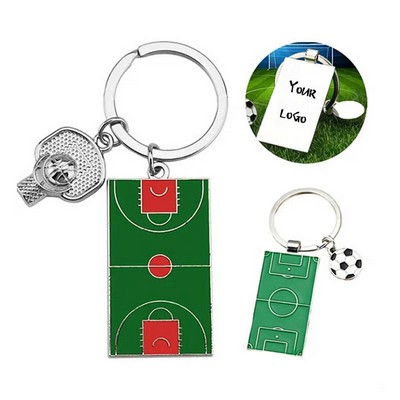 Football Field Soccer Metal Keychain Sports Key Ring