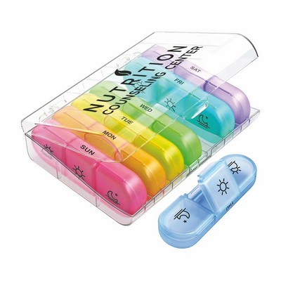 Clear/Rainbow Travel Pill Container
