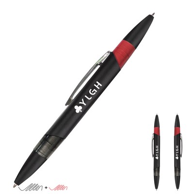 Black Barrel Black Red 2 Colors Pen