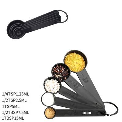5-in-1 Black Measuring Spoon Set with Volume Markings