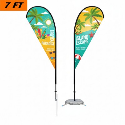7' Teardrop Flag Kit-Double Sided With Optional Base