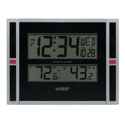 La Crosse® Digital Atomic Wall Clock w/In/Out Temperature