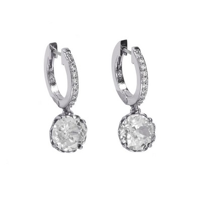 kate spade new york That Sparkle Pave Huggie Hoop Earrings - Clear Silver