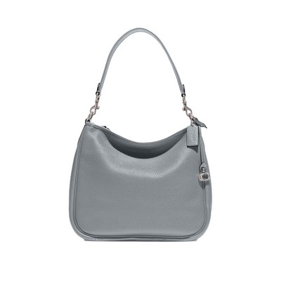 COACH® Soft Pebble Leather Cary Shoulder Bag - Gray Blue/Silver