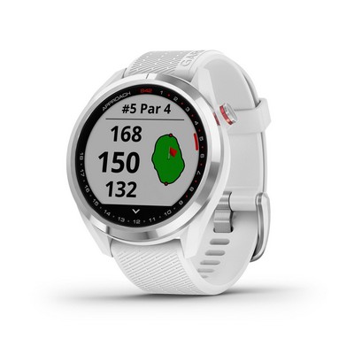 Garmin® Approach S42 Golf Smartwatch Polished Silver W/ White Strap
