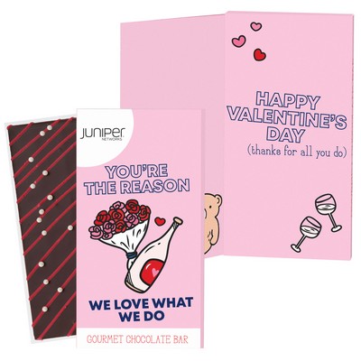 3.5Oz Belgian Chocolate Valentine's Day Greeting Card - You're the Reason We Love What We Do
