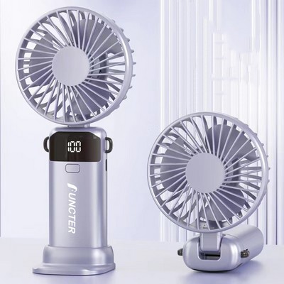 USB Handheld Portable Fan With Foldable Neck-hanging Rechargeable Mini Fan
