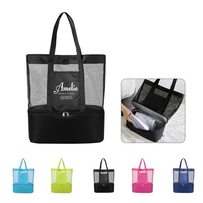 Insulated Lunch Mesh Tote Bag