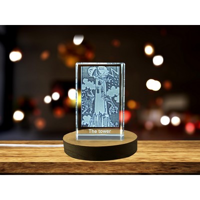 The Tower 3D Engraved Crystal Trophy Award for Tarot Insight Seekers