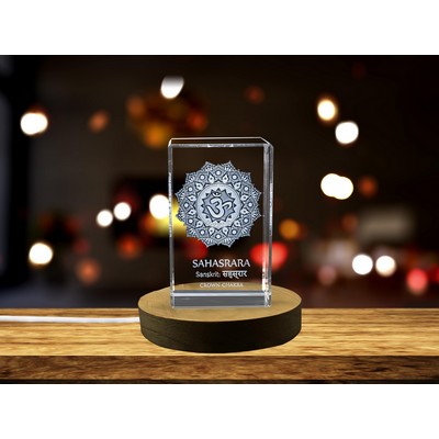 Crown Chakra 3D Engraved Crystal Trophy w/7th Chakra Symbol for Meditation