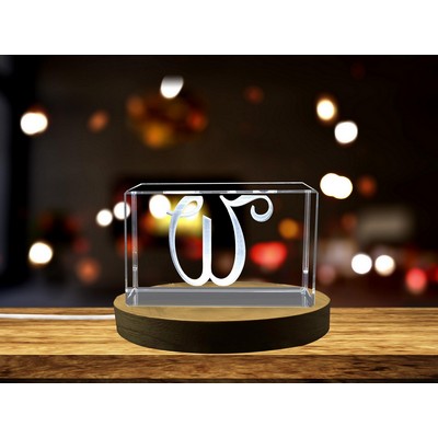 Elegant 3D Crystal Engraved Letter W Award w/LED Base
