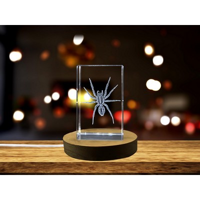Prowling Wolf Spider 3D Engraved Crystal Decor
