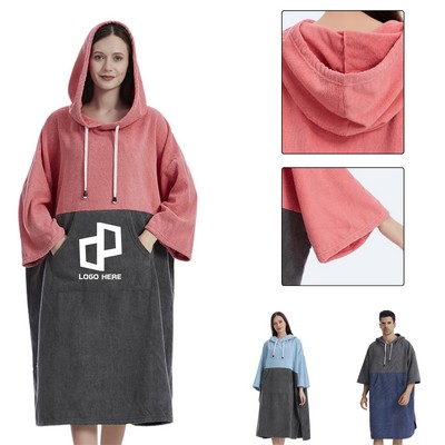 Quick-Dry Beach Hooded Robe W/ Front Pocket