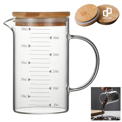 16Oz Glass Measuring Cup Pitchers W/ Lid
