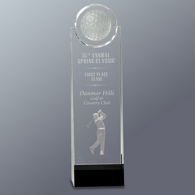 Crystal Standup with 3-D Golfer Series on Black Crystal Base, Large (3"x11-1/4"H)