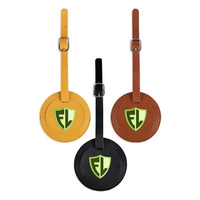 Round Shape PU Vegan Leather Luggage Tags