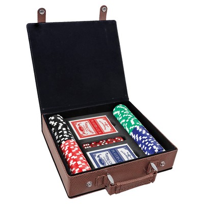 100 Piece Poker Chip Set, Football Faux Leather Box